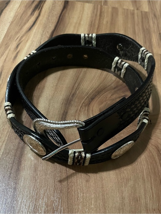 Nocona Accessories - Nocona Womens Black Leather Western Belt with Silver Conchos & Whipstitch